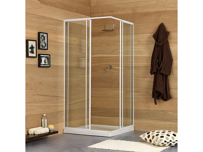 Cabine De Douche Extensible 80-90 Cm Profil Aluminium Blanc | Erice