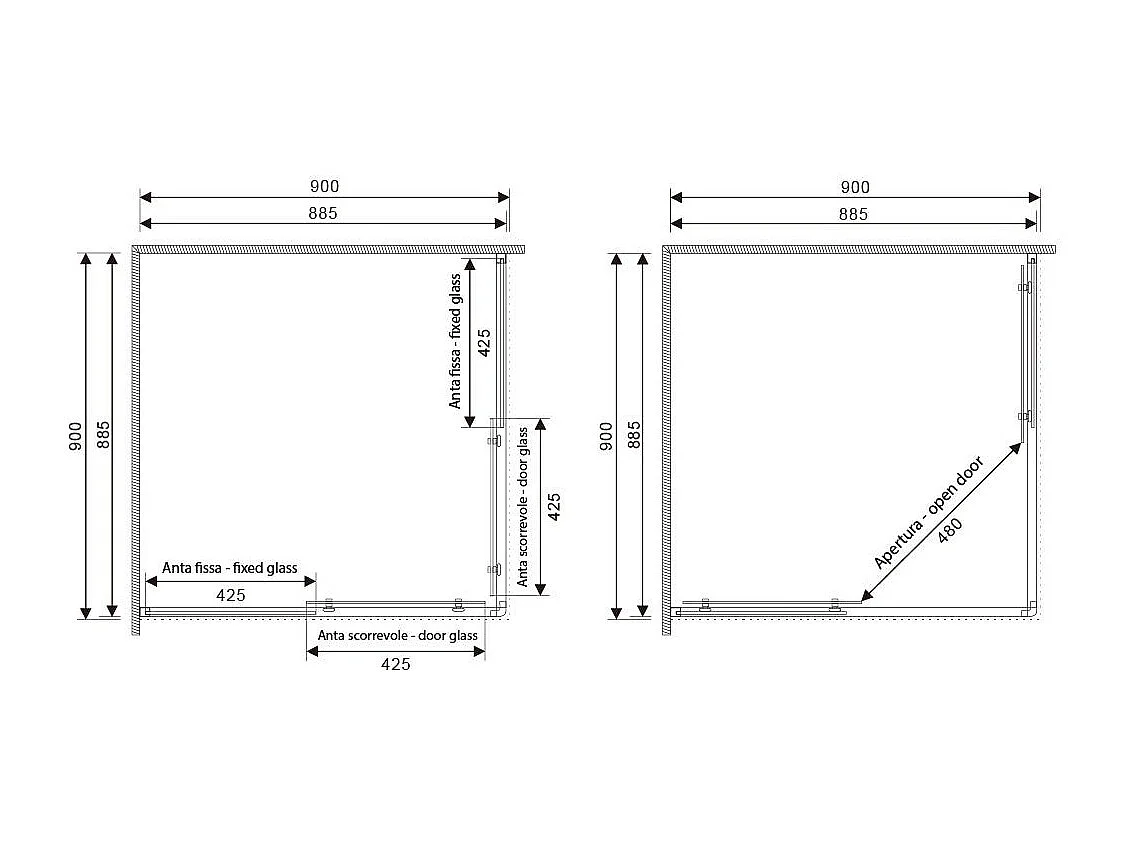 Cabine De Douche Extensible 80-90 Cm Profil Aluminium Blanc | Erice