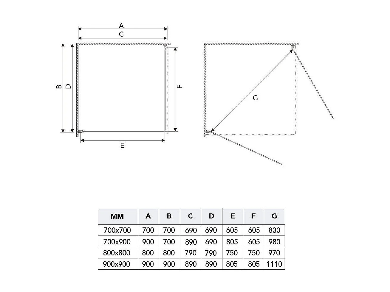 Cabine De Douche Carrée Deux Portes De 90 Cm  Verre Transparent | Cristal