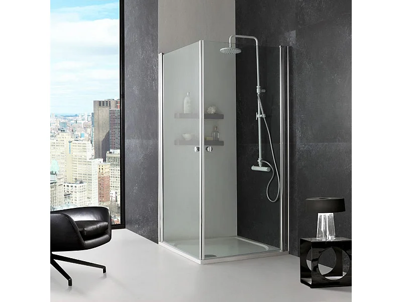 Cabine De Douche Carrée Deux Portes De 90 Cm  Verre Transparent | Cristal