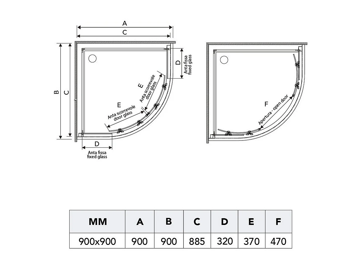 Cabine Box De Douche Avec Hydromassage 90X90 Semi-Circulaire | Cosmo