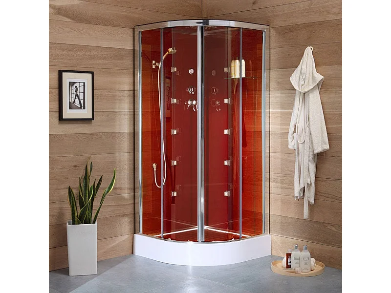 Cabine Box De Douche Avec Hydromassage 90X90 Semi-Circulaire | Cosmo