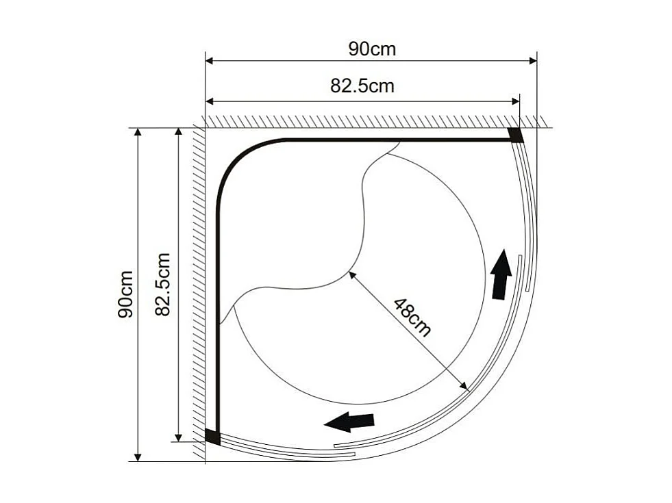 Cabine Box De Douche Semi-Circulaire 90 Cm Avec Hydromassage | Iride