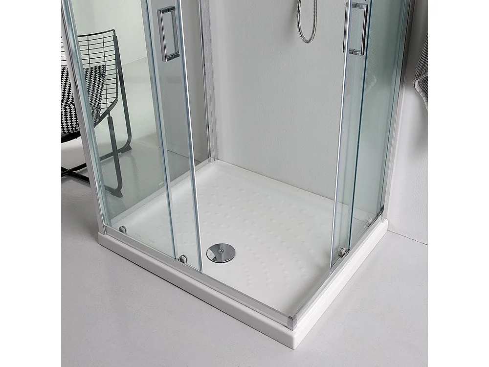 Cabine De Douche 3 Faces 80X100x80 Verre Clair Profilés Aluminium 6Mm