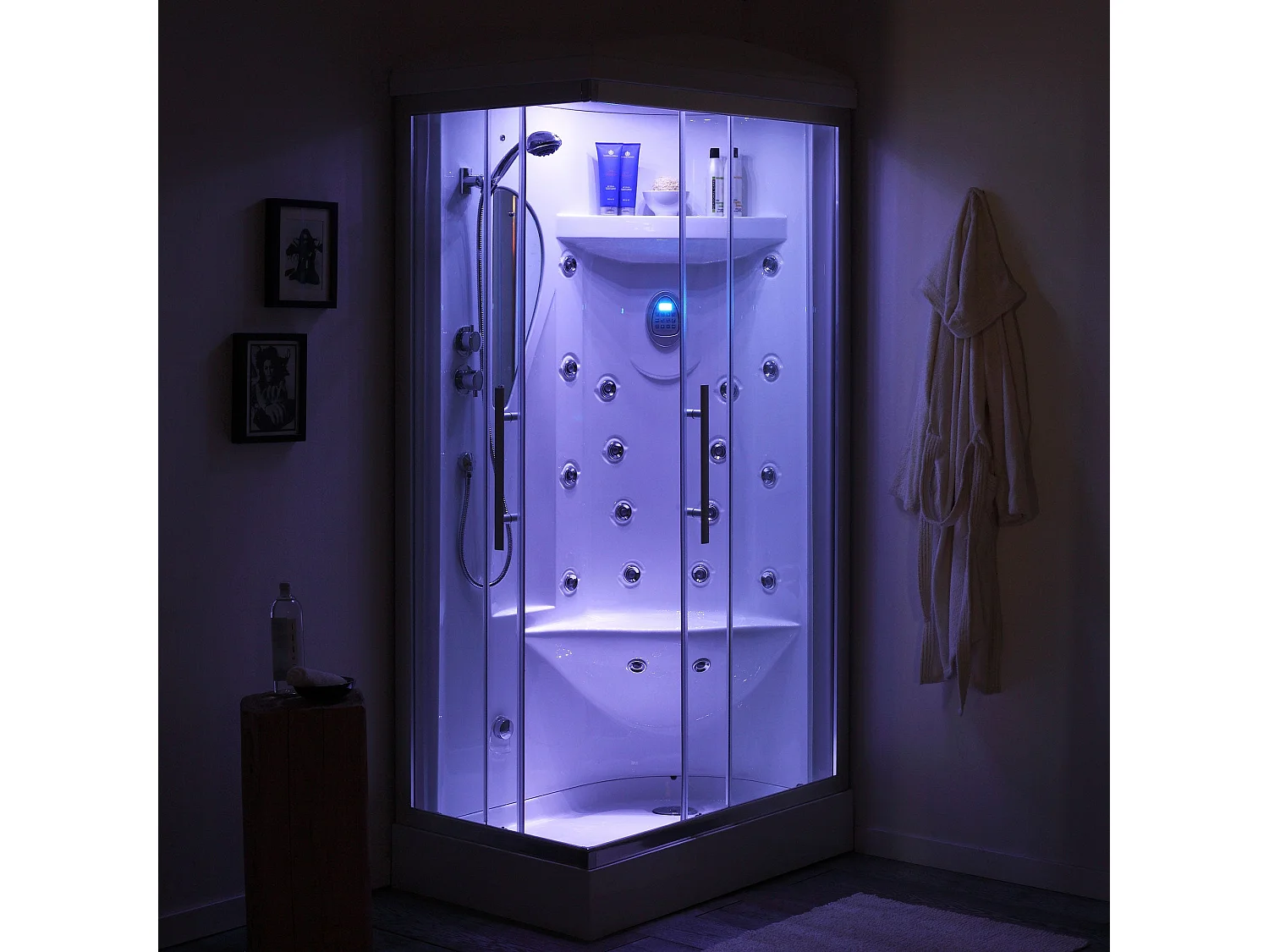 Cabine De Douche Hydromassage 70X90 Droite Avec Bain-Vapeur | Iride