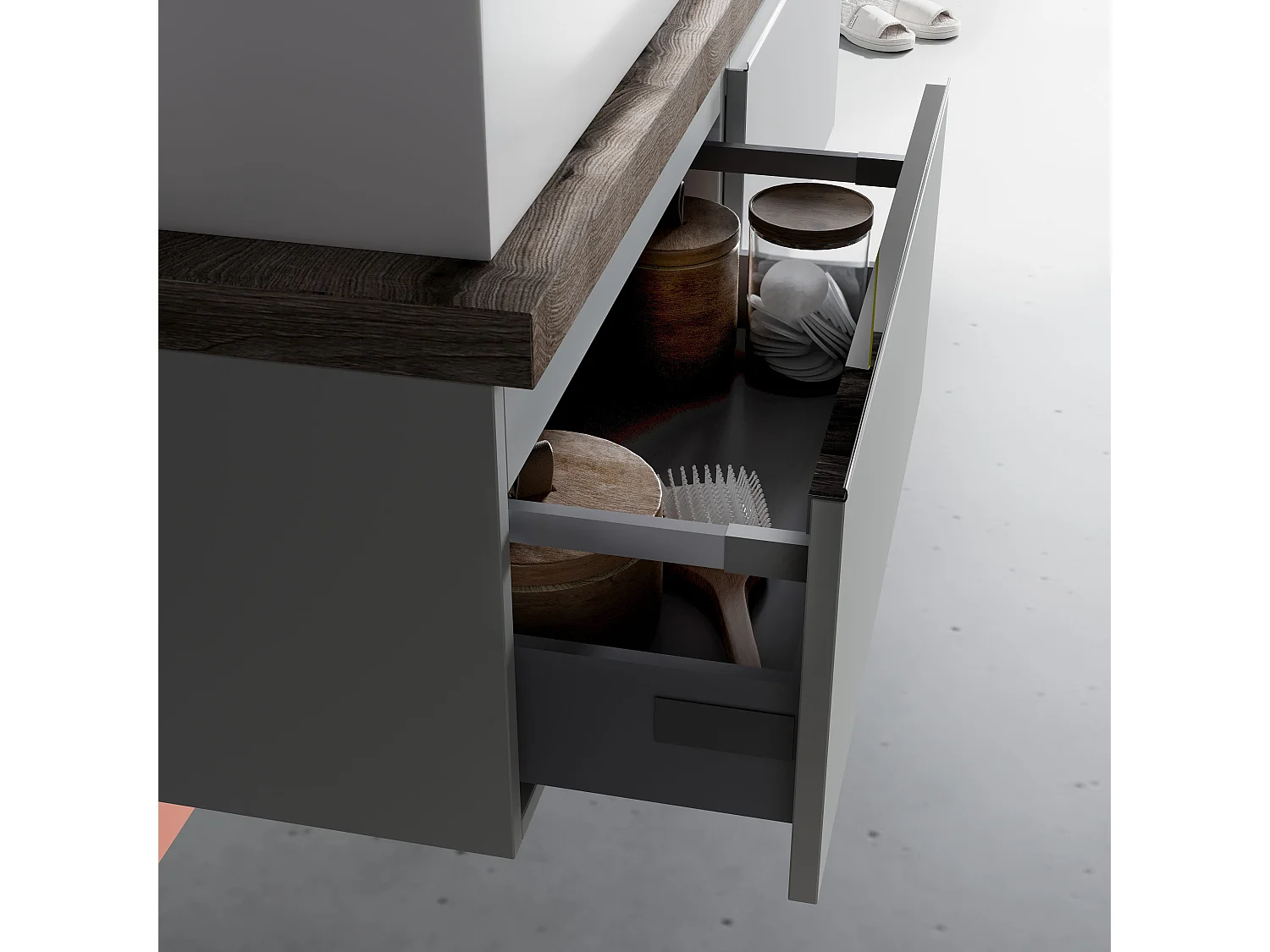 Armoire De Toilette Gris Perle Double Vasque 120Cm Miroir Ovale | Lagos