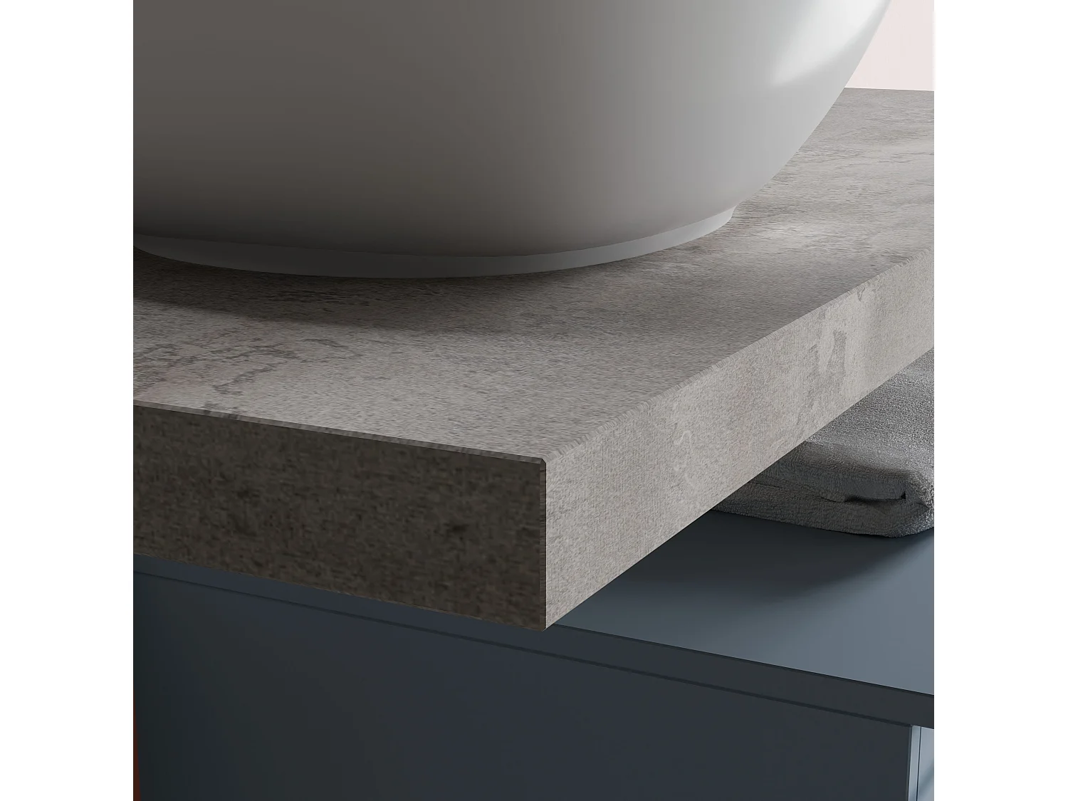 Beton Top 100Cm Lavabo À Poser Avec Tiroir Bleu 60Cm Miroir Led | Lagos