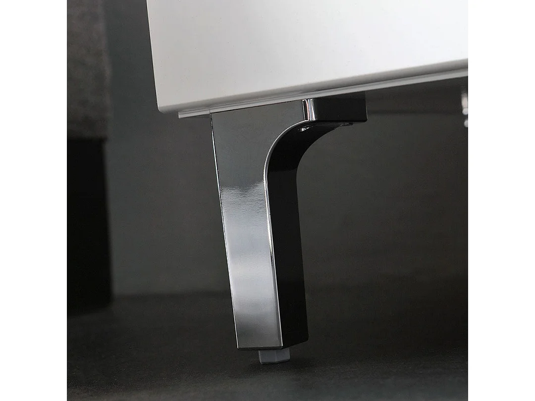 Meuble De Salle De Bains Sur Pied Blanc Poli 85 Cm 3 Portes | Smeraldo