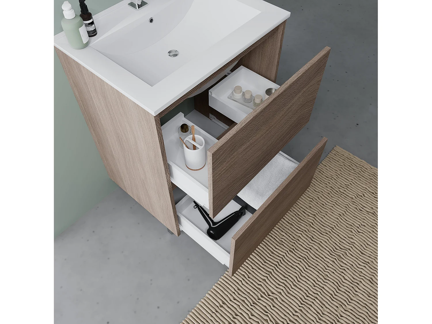 Meuble De Salle De Bains À Poser Avec Lavabo De 60 Cm | Laguna