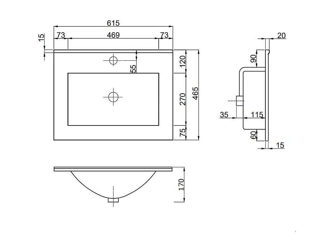 Meuble De Salle De Bains À Poser Avec Lavabo De 60 Cm | Laguna