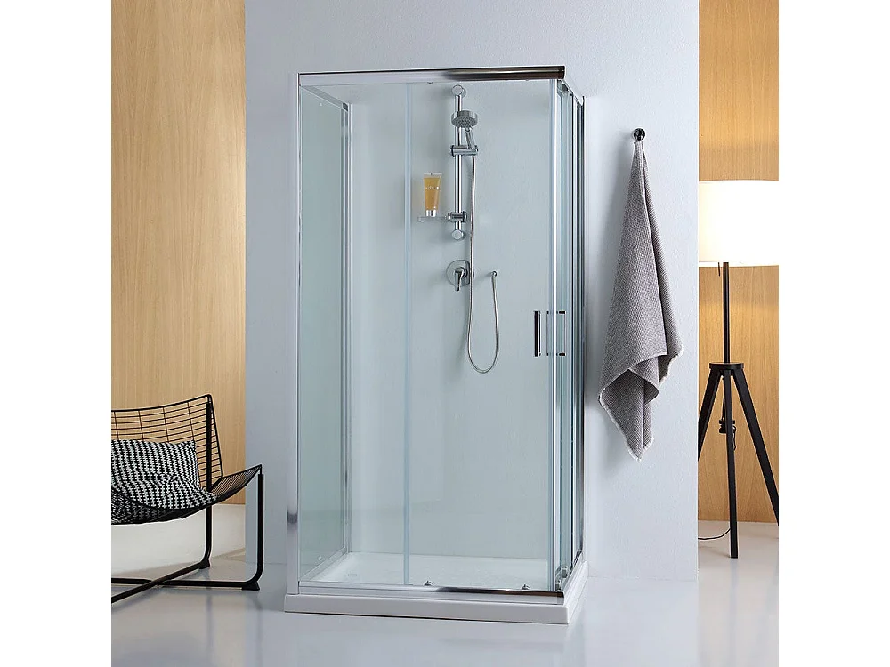 Paroi De Douche En Verre 3 Faces 70X100 Coulissante Et Fixe 70Cm