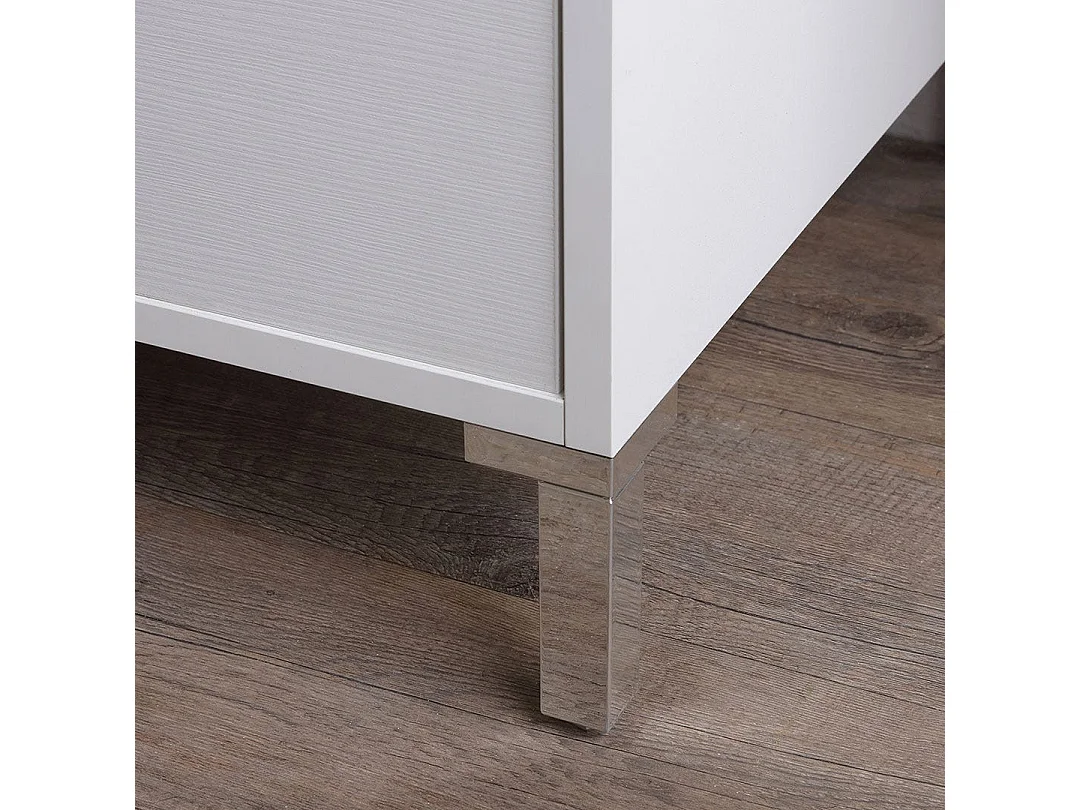 Meuble De Salle De Bains Au Sol 60 Cm Blanc Avec Façade En Chêne Blanc, Lavabo Et Miroir | Laguna