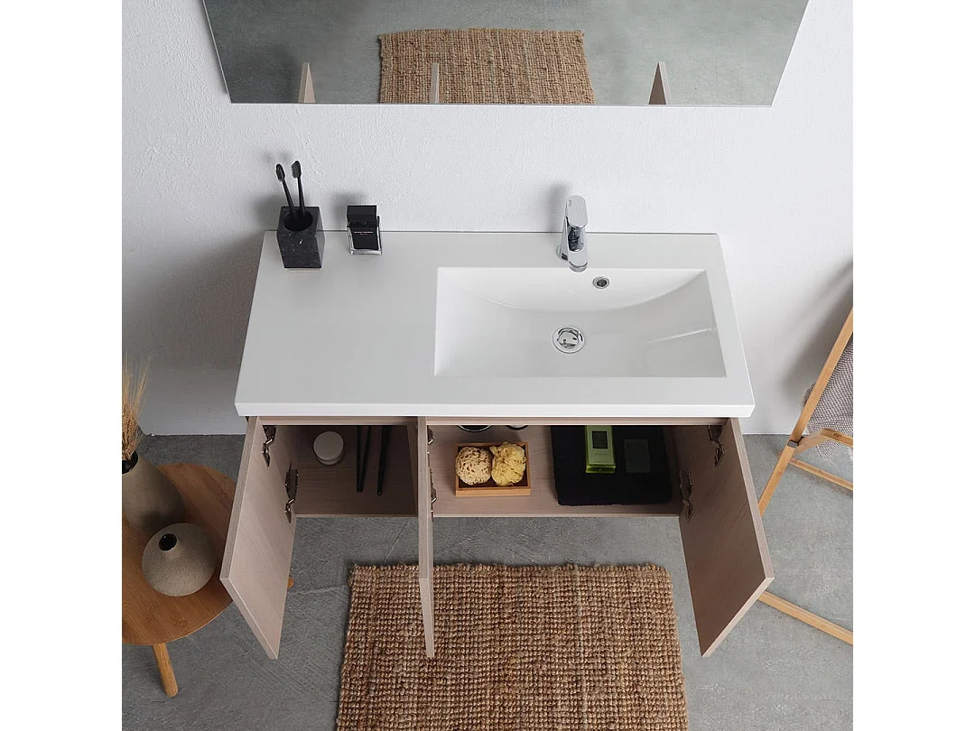 Mobile De Salle De Bains Suspendu 90Cm En Olmo Avec Baignoire Dx | Malaga