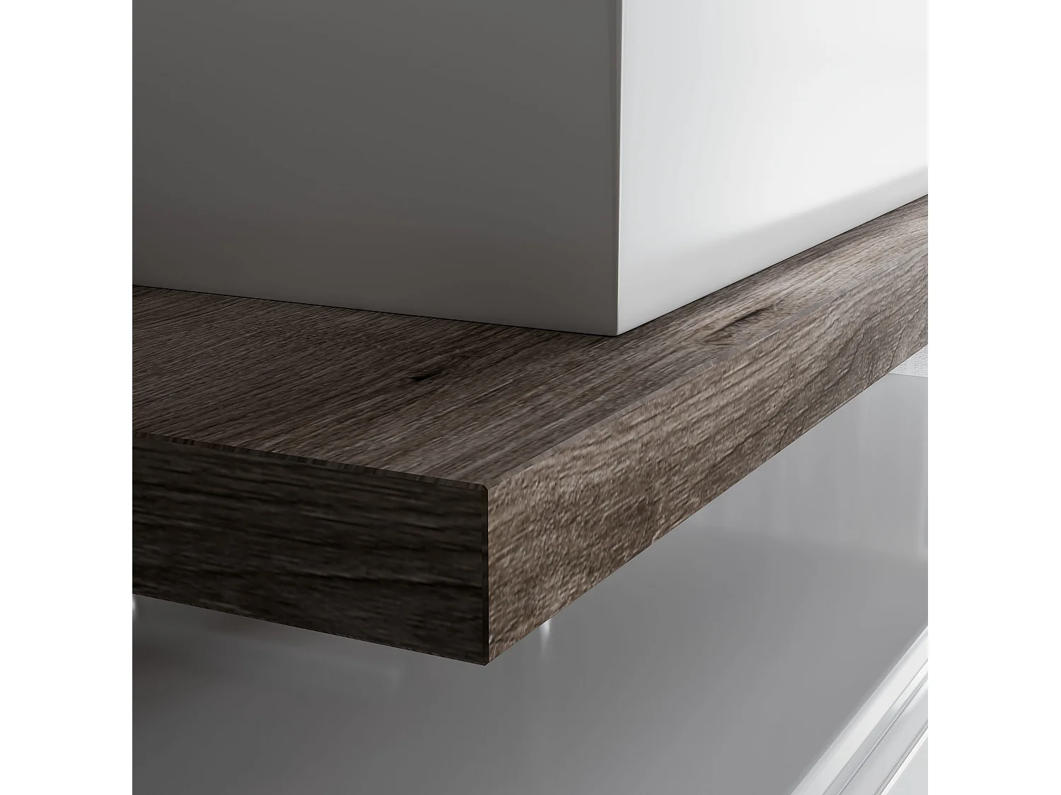 Armoire De Toilette Suspendue 80Cm Tiroir Blanc, Plan En Chêne Fossile, Lavabo | Lagos