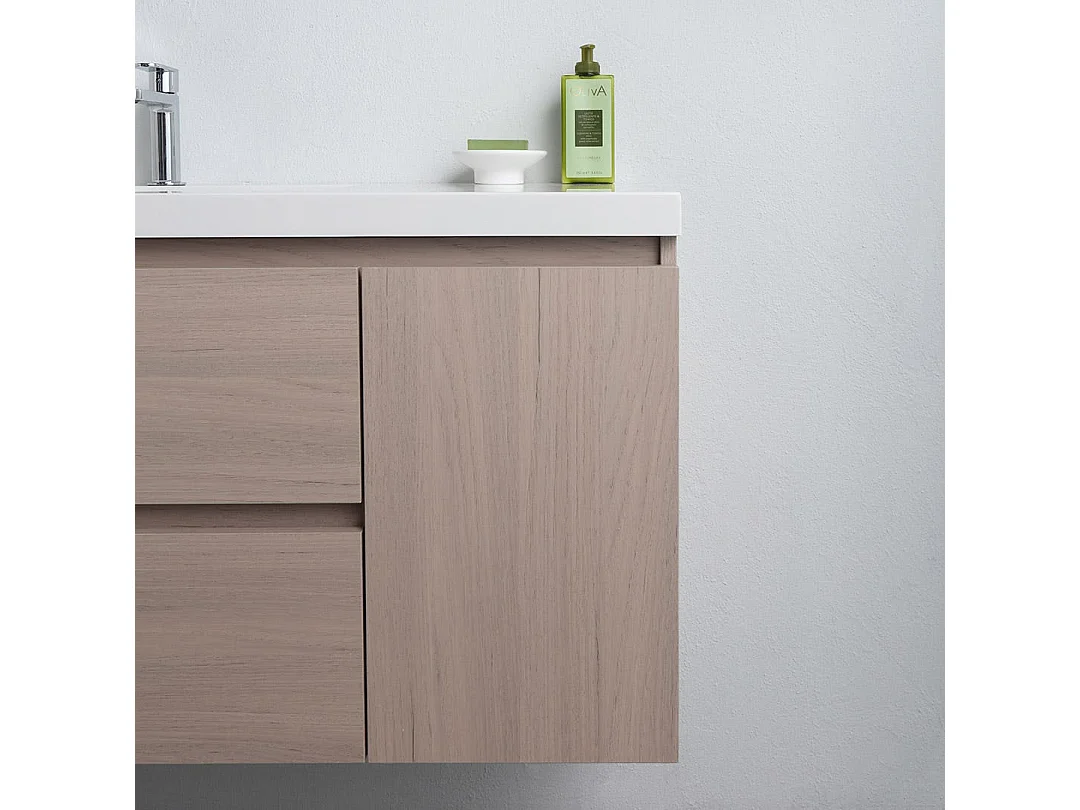 Meuble De Salle De Bains Suspendu De 90Cm Avec Lavabo A Gauche, Profondeur De 39Cm | Malaga