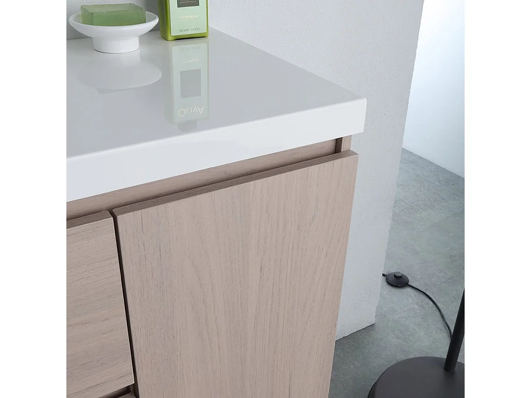 Meuble De Salle De Bains Suspendu De 90Cm Avec Lavabo A Gauche, Profondeur De 39Cm | Malaga