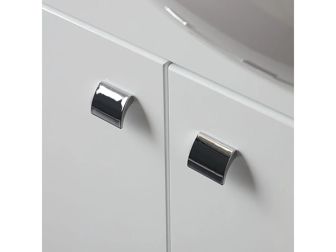 Meuble De Salle De Bains Sur Pied Avec Lavabo, 105 Cm, Blanc Brillant | Smeraldo