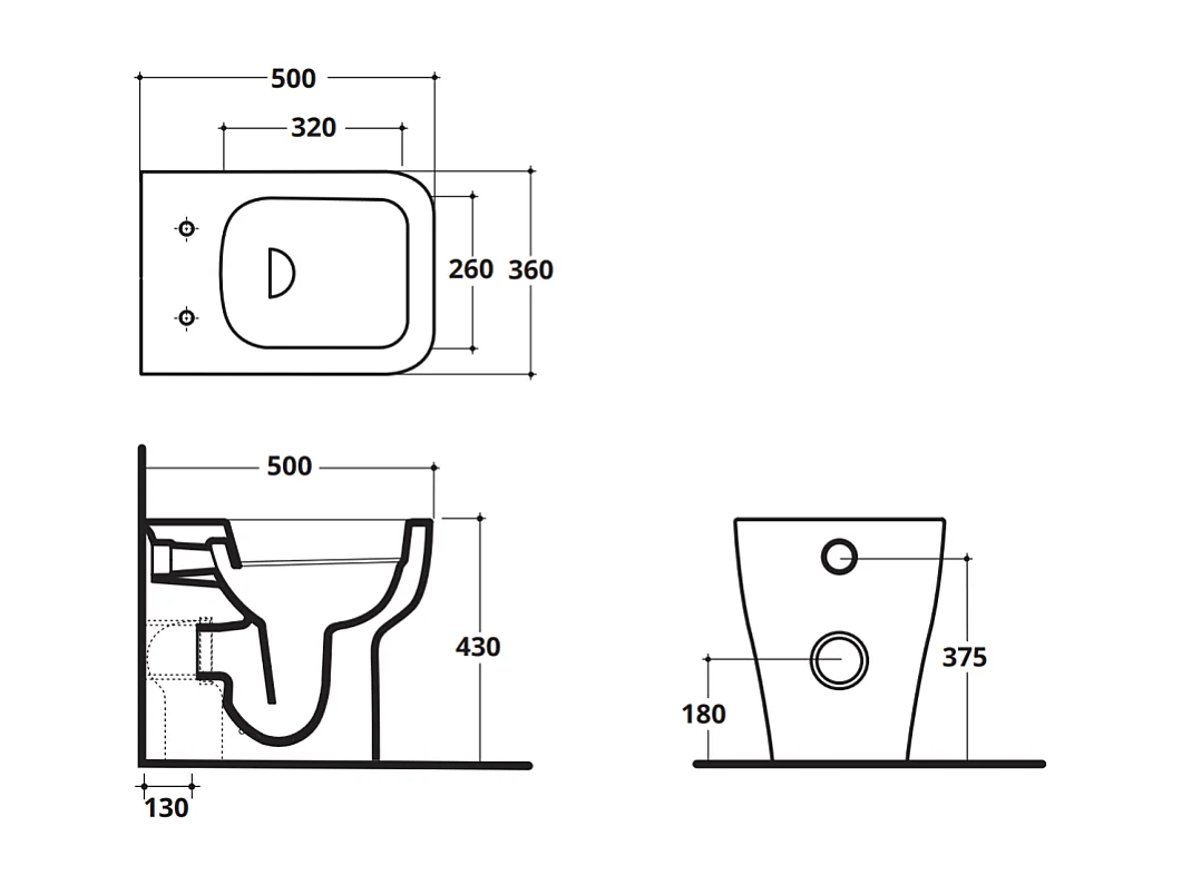 W.C. Sans Rebord, Blanc Poli, Avec Couvercle |  Swing