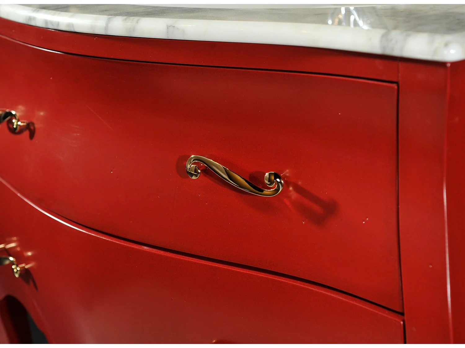 Meuble De Salle De Bains Baroque Shabby Coloré Rouge