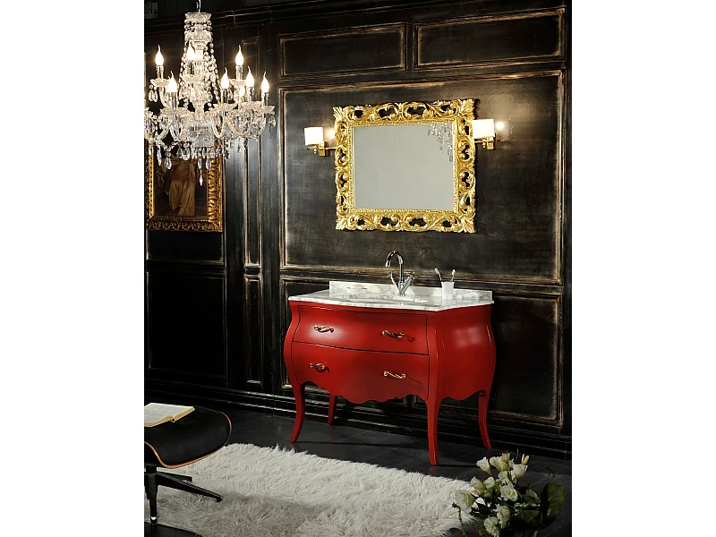 Meuble De Salle De Bains Baroque Shabby Coloré Rouge