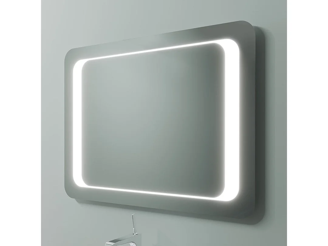 Meuble Sous-Vasque Suspendu 80 Cm Chêne Blanc Et Miroir 80X60 Led | Elba