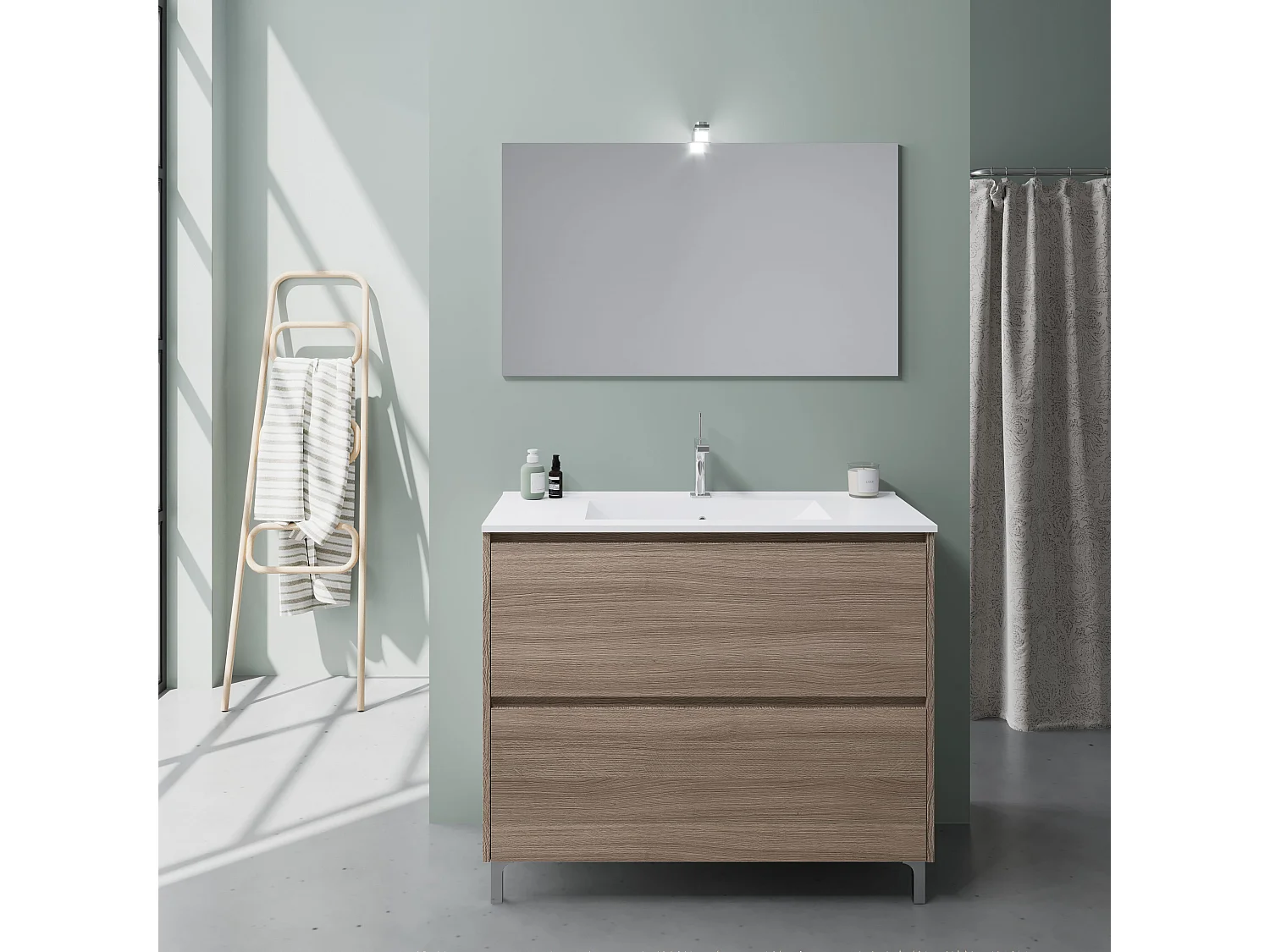 Meuble Avec Lavabo À Poser 100 Cm Chêne | Laguna