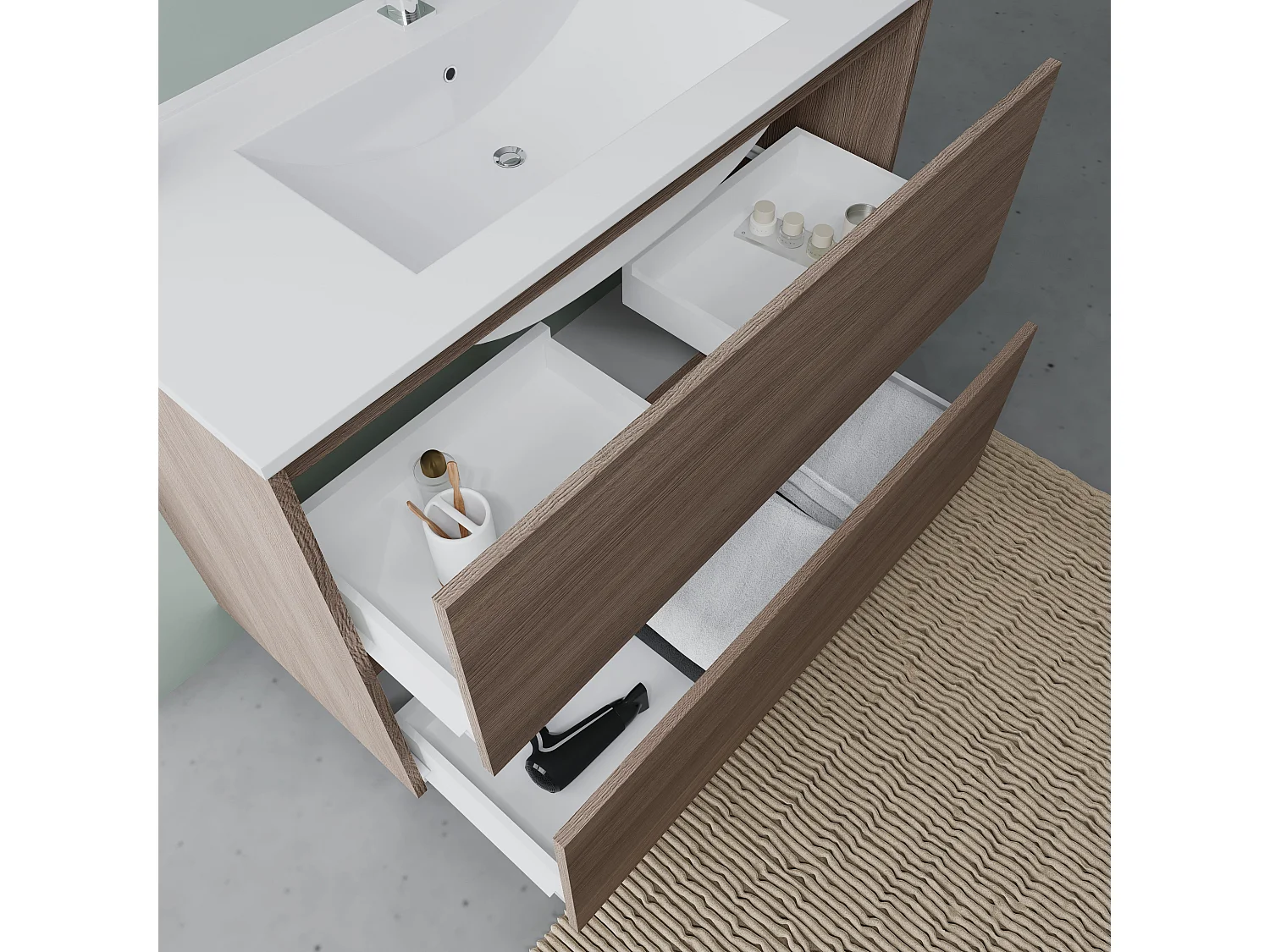 Meuble Avec Lavabo À Poser 100 Cm Chêne | Laguna