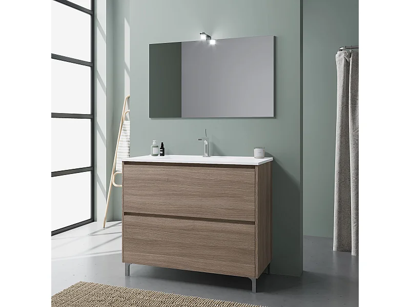 Meuble Avec Lavabo À Poser 100 Cm Chêne | Laguna