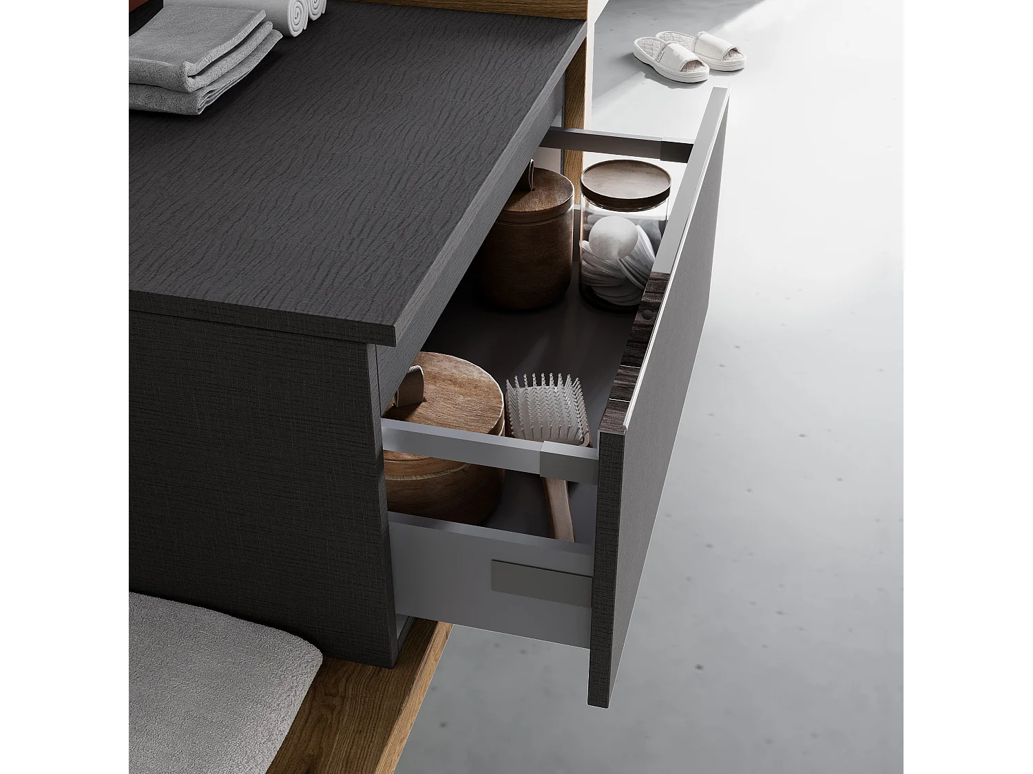 Meuble De Salle De Bain 160Cm Lavabo Avec Plan En Chêne Naturel, Miroir 60X80 | Lagos