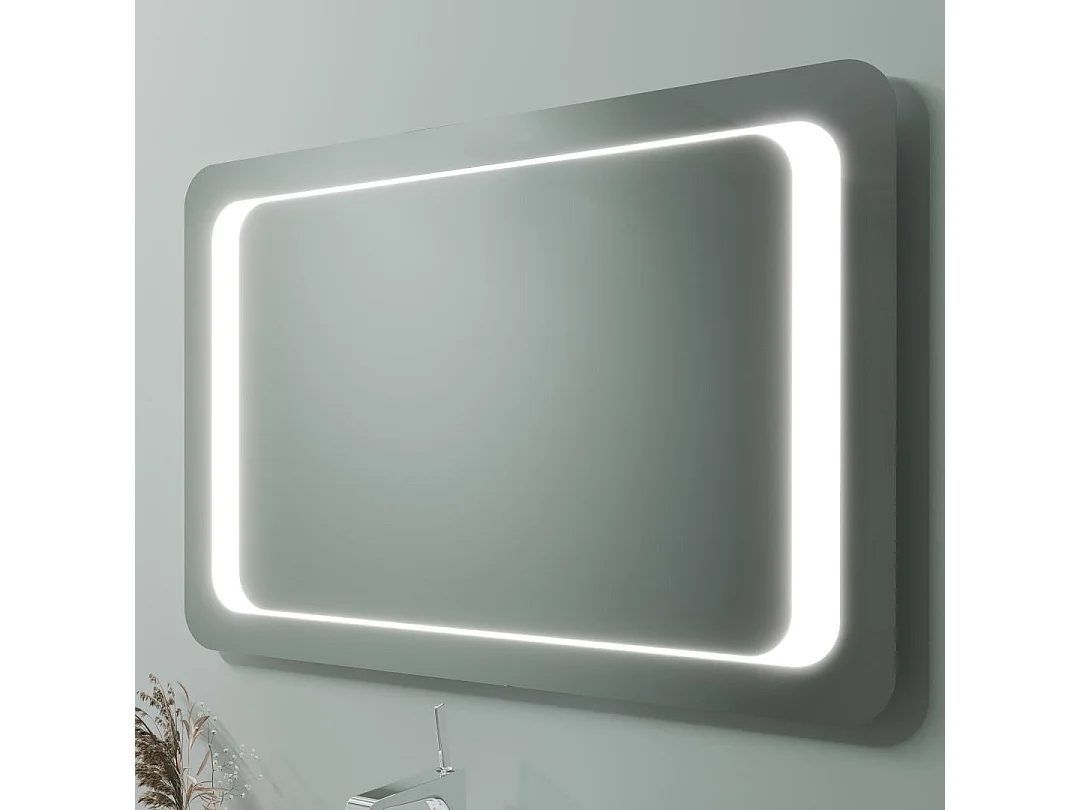 Armoire De Toilette Murale 100Cm Chêne Et Beton, Vasque À Poser, Miroir À Led | Elba