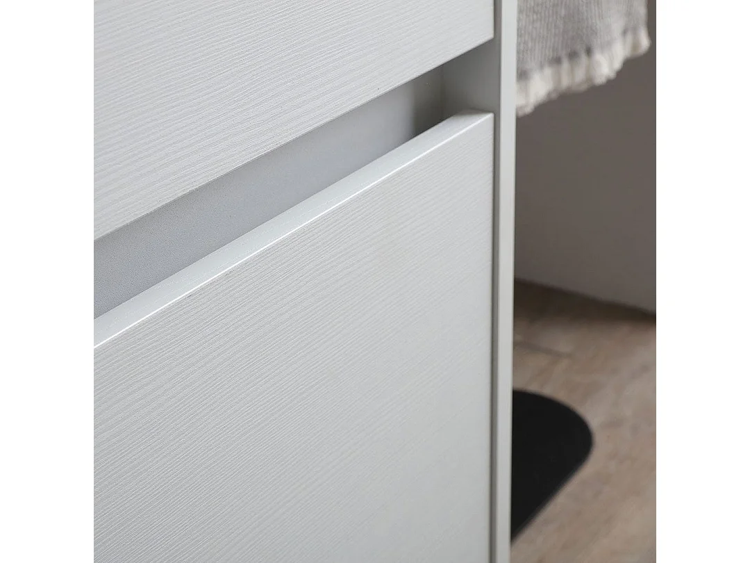 Meuble De Salle De Bains Au Sol 80 Cm Blanc Avec Façade Des Tiroirs En Chêne Blanc | Laguna