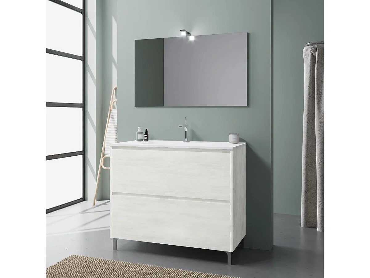 Meuble De Salle De Bains À Poser 100 Cm Blanc Avec Côtés À Vue | Laguna