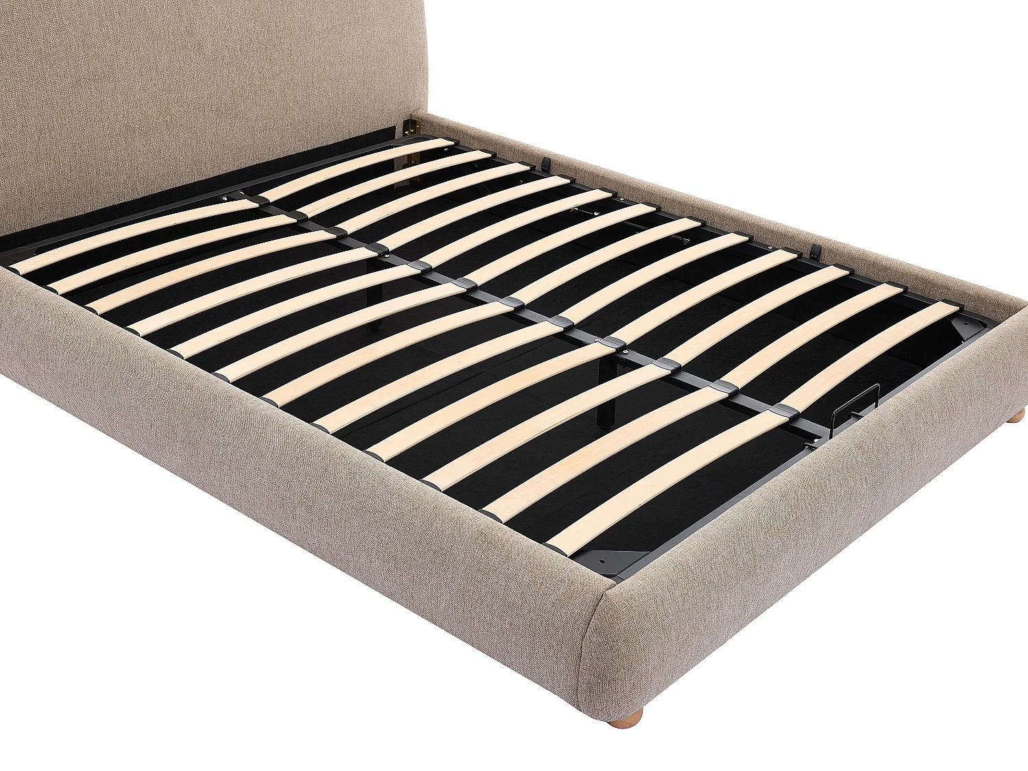 Lit coffre 160 x 200 cm - Tissu - Taupe + Matelas - VANARI