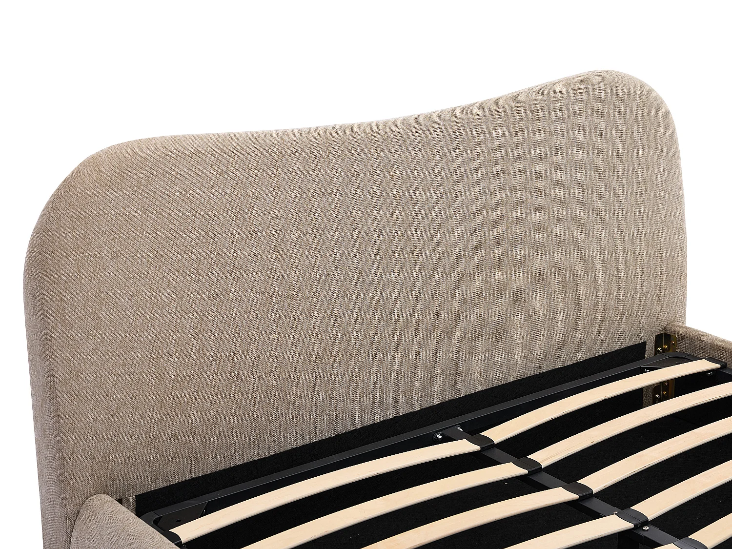 Lit coffre 160 x 200 cm - Tissu - Taupe + Matelas - VANARI