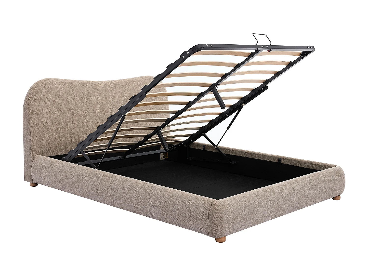 Lit coffre 160 x 200 cm - Tissu - Taupe + Matelas - VANARI