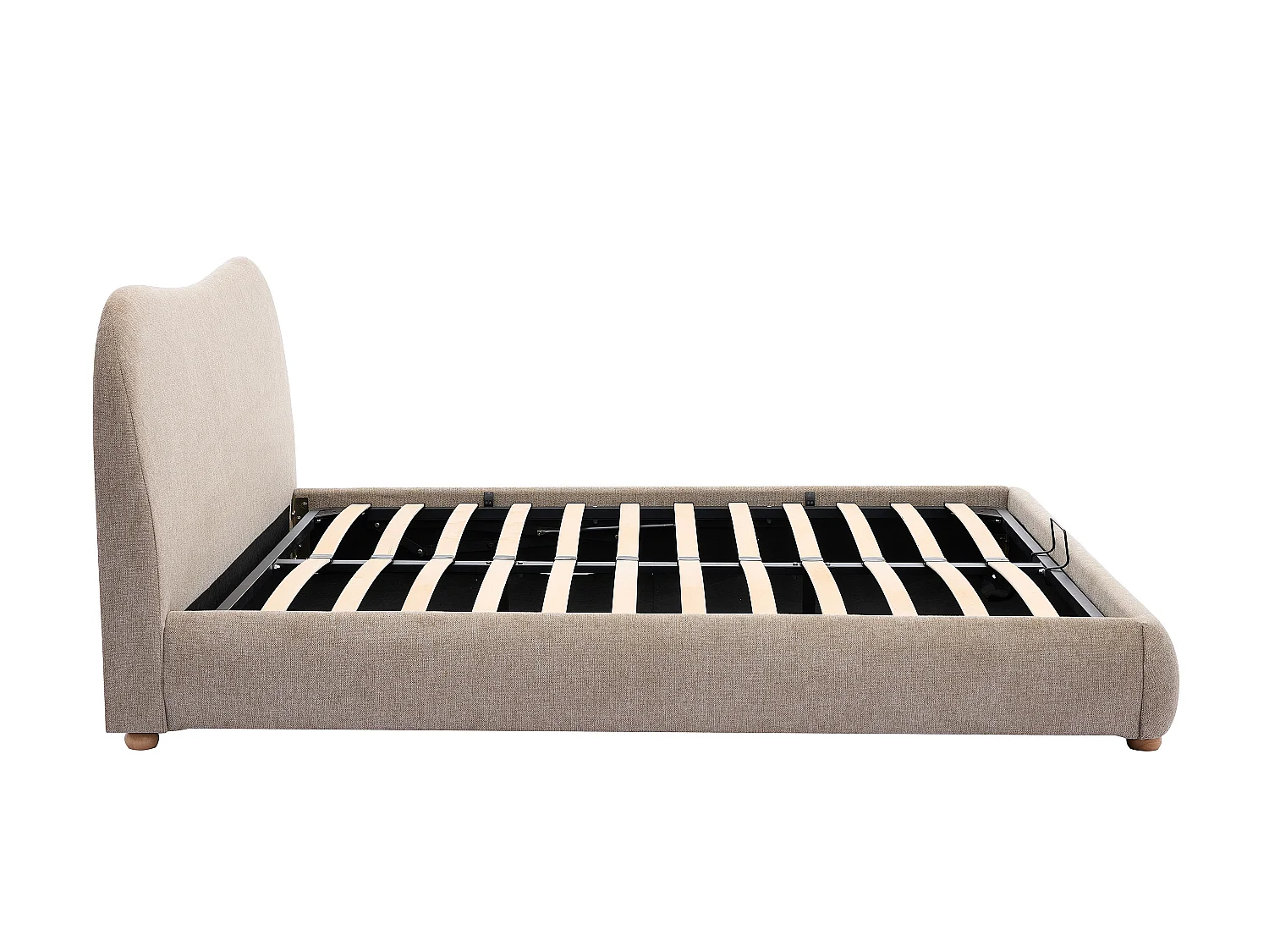 Lit coffre 180 x 200 cm - Tissu - Taupe + Matelas - VANARI