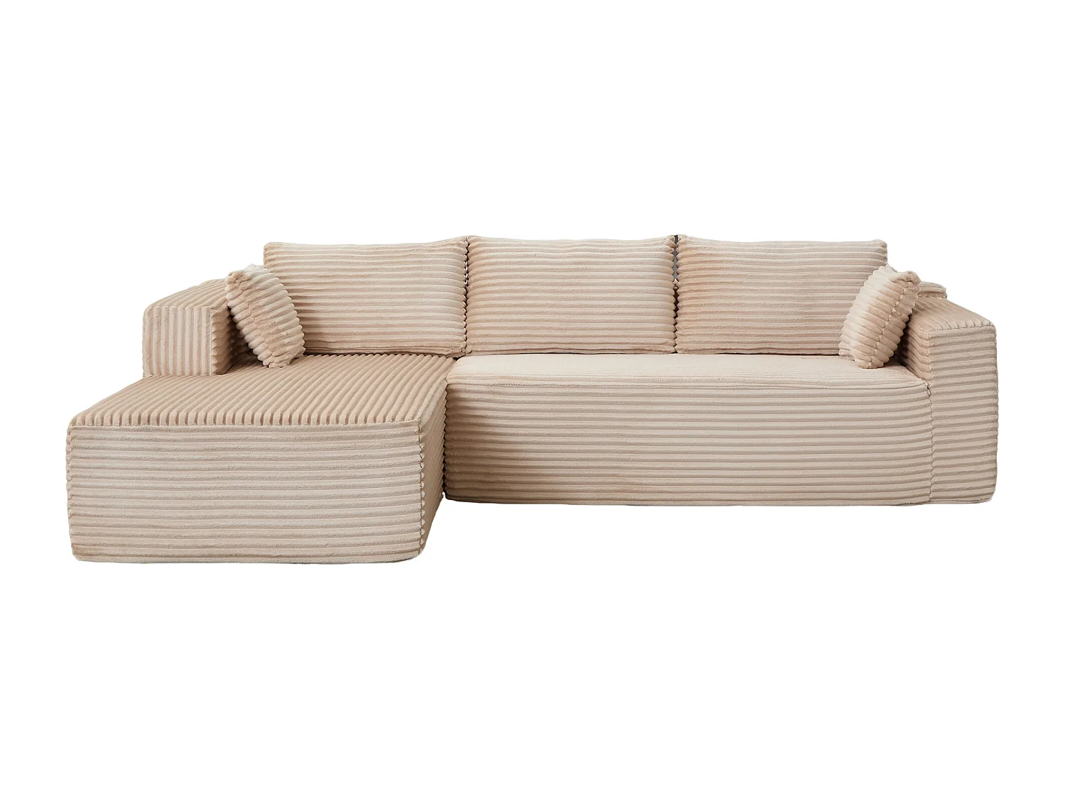 Ensemble de canapés modulaires en velours côtelé, ensemble de canapés en L sur pied, prêt à assembler, adapté aux salons, beige