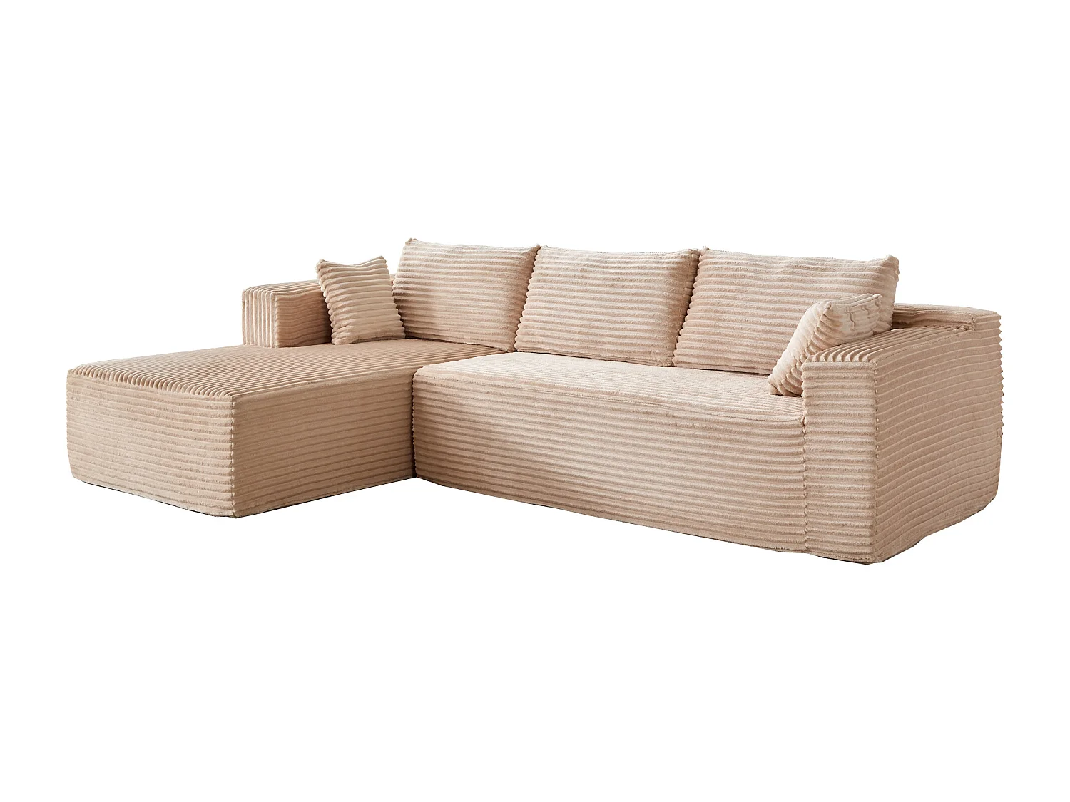 Ensemble de canapés modulaires en velours côtelé, ensemble de canapés en L sur pied, prêt à assembler, adapté aux salons, beige