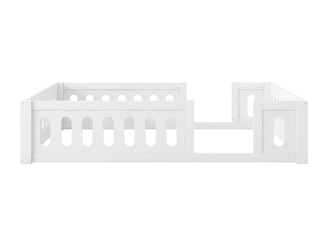 Lit plateforme 140 x 200 cm, avec barrières de sécurité, en bois, blanc