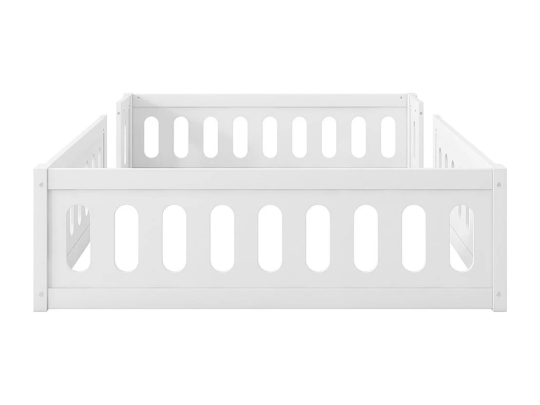 Lit plateforme 140 x 200 cm, avec barrières de sécurité, en bois, blanc
