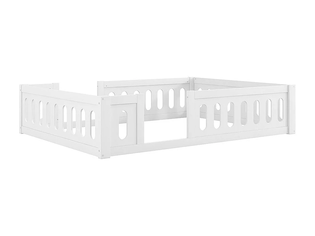Lit plateforme 140 x 200 cm, avec barrières de sécurité, en bois, blanc