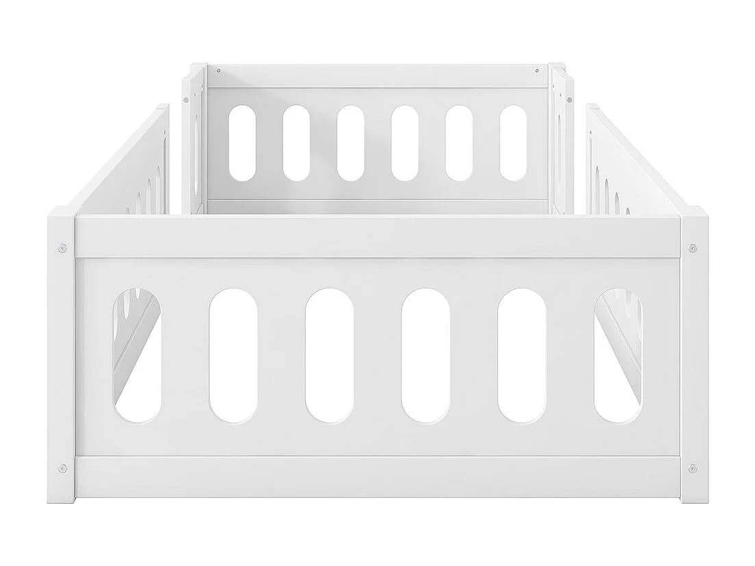 Lit plateforme, 90 x 200 cm, avec barrières de sécurité, en bois, blanc