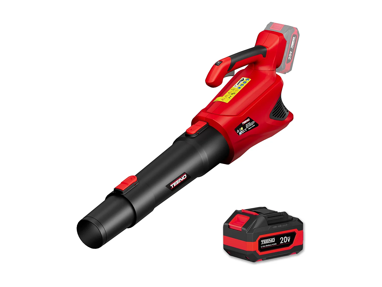 Souffleur de Feuilles sans Fil 20 V, souffleur à Feuilles avec Batterie 4,0 Ah, 5 Modes de Vitesse pour l'entretien de la pelouse, 4500 W, et Le dépoussiérage