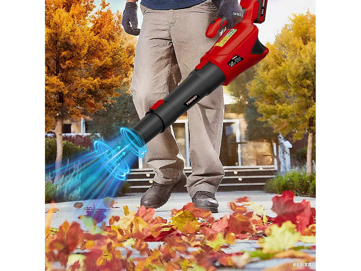 Souffleur de Feuilles sans Fil 20 V, souffleur à Feuilles avec Batterie 4,0 Ah, 5 Modes de Vitesse
