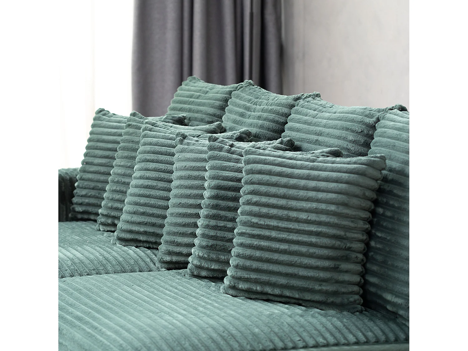 Canapé d'angle 2-3 places assise profonde en velours côtelé vert CARDIFF