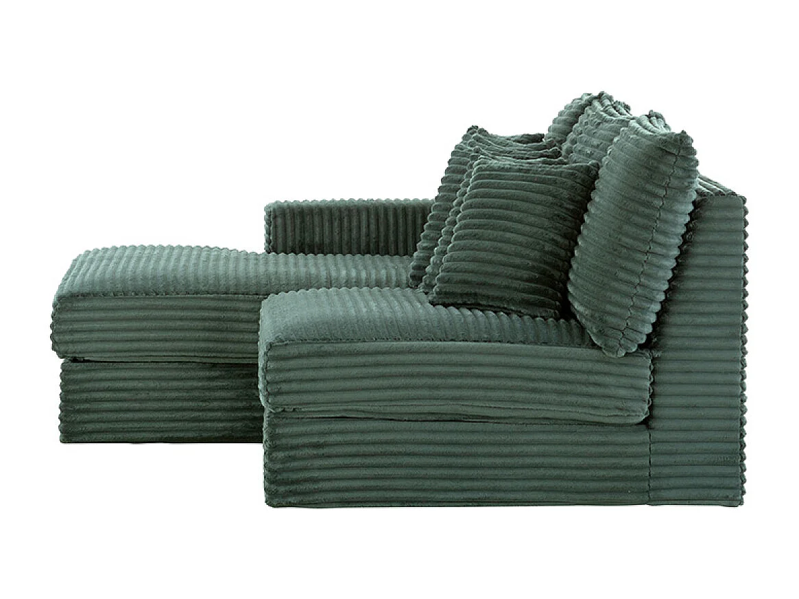 Canapé d'angle 2-3 places assise profonde en velours côtelé vert CARDIFF