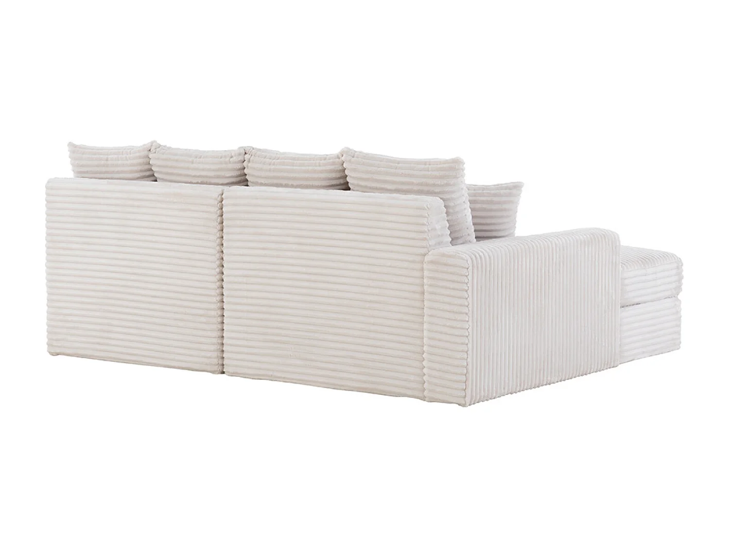 Canapé d'angle 2-3 places assise profonde en velours côtelé beige CARDIFF