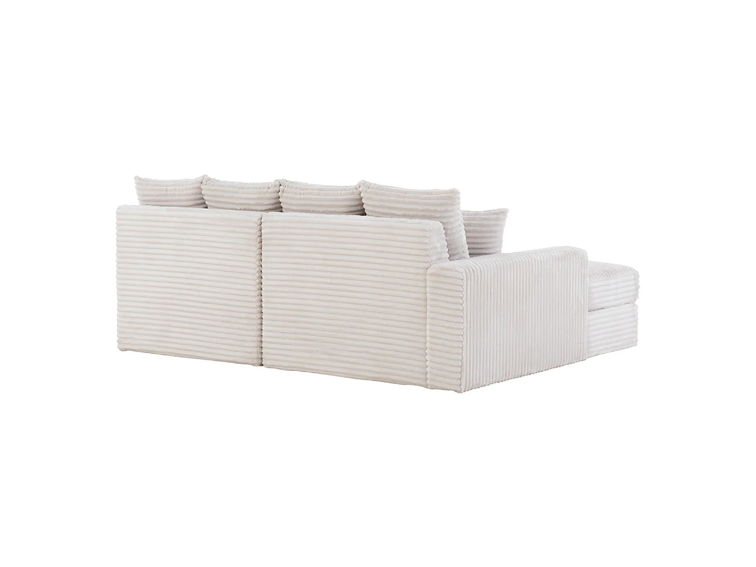 Canapé d'angle 2-3 places assise profonde en velours côtelé beige CARDIFF