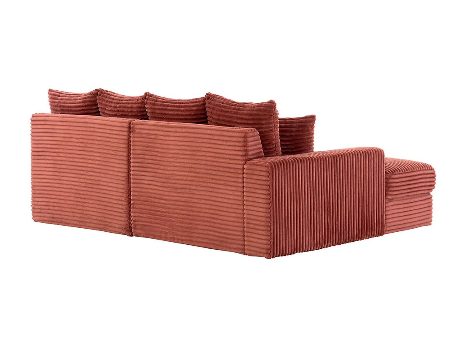 Canapé d'angle 2-3 places assise profonde en velours côtelé terracotta CARDIFF