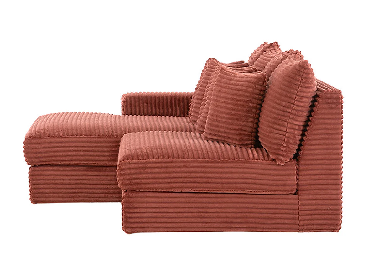 Canapé d'angle 2-3 places assise profonde en velours côtelé terracotta CARDIFF